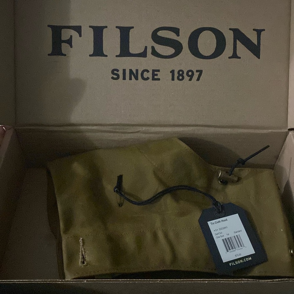 Filson NWT Tin Cloth Hood Dark Tan